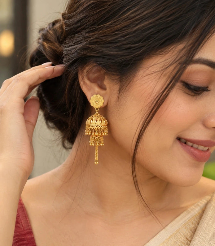 Gold Plated Ethnic Wedding Wear Jhumka Earrings