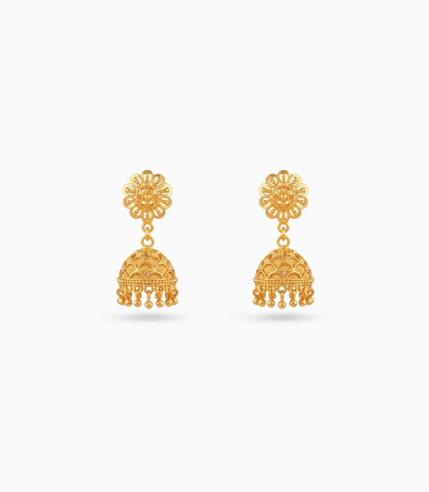 Gold Plated Ethnic Floral Jhumka Earrings