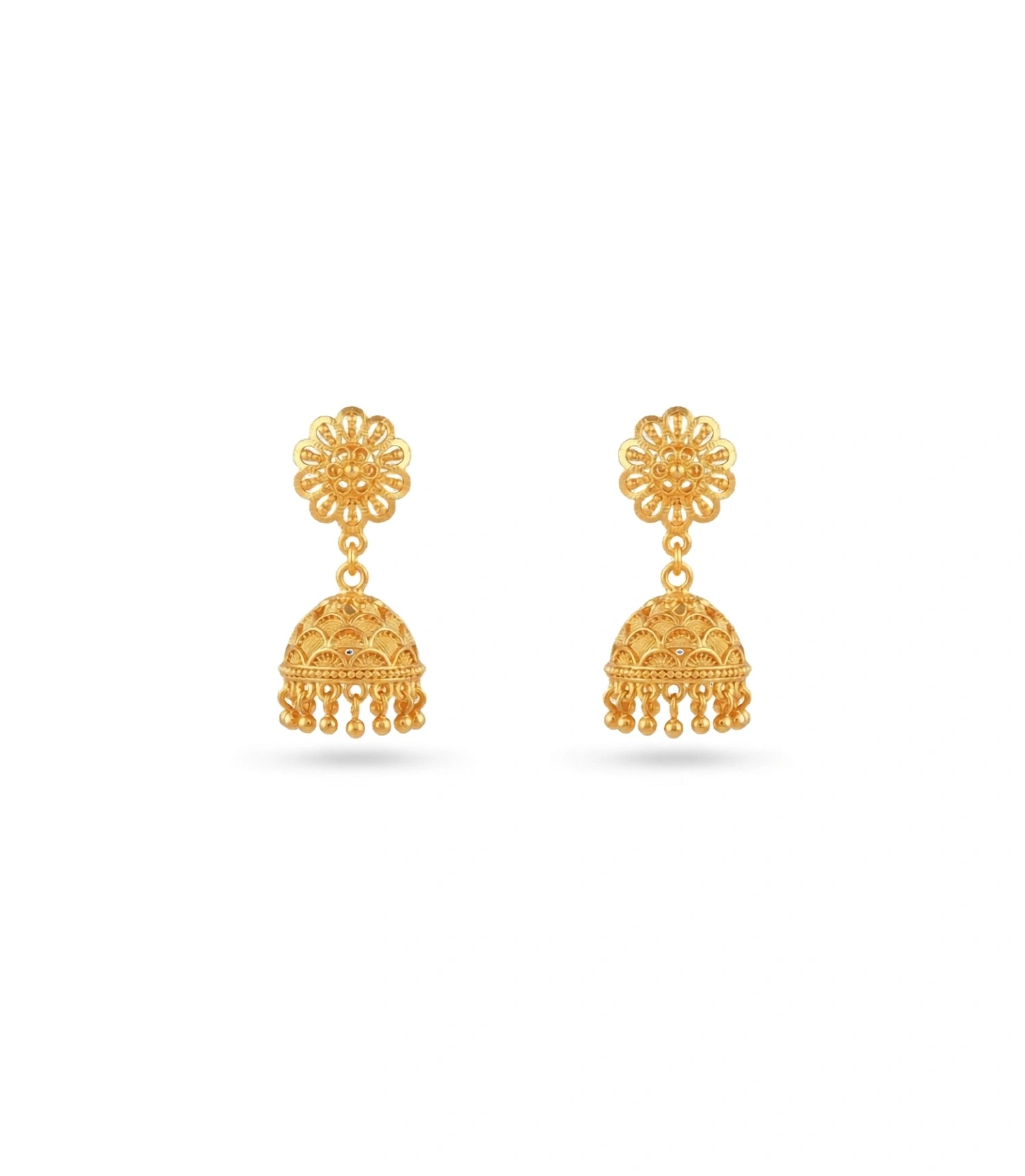 Gold Plated Ethnic Floral Jhumka Earrings