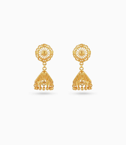 Gold Plated Ethnic Party Wear Jhumka Earrings
