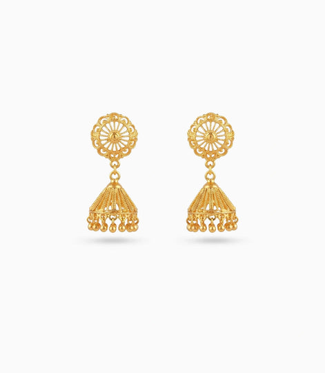 Gold Plated Ethnic Party Wear Jhumka Earrings