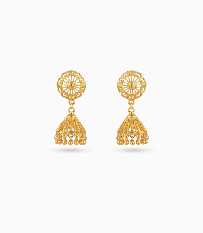Gold Plated Ethnic Party Wear Jhumka Earrings