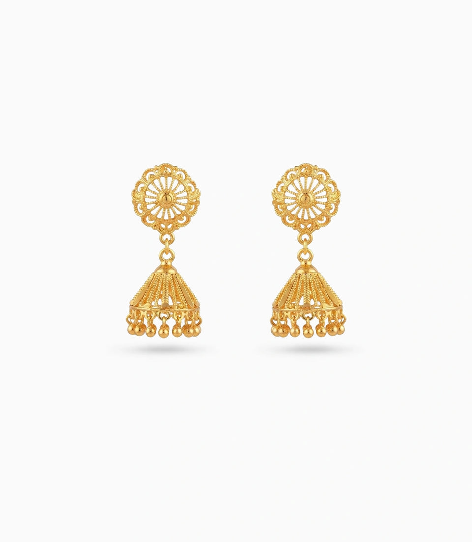 Gold Plated Ethnic Party Wear Jhumka Earrings