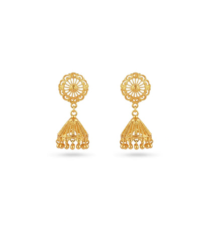 Gold Plated Ethnic Party Wear Jhumka Earrings