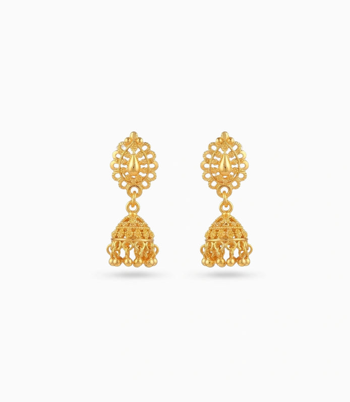 Gold Plated Ethnic Dome Jhumka Earrings