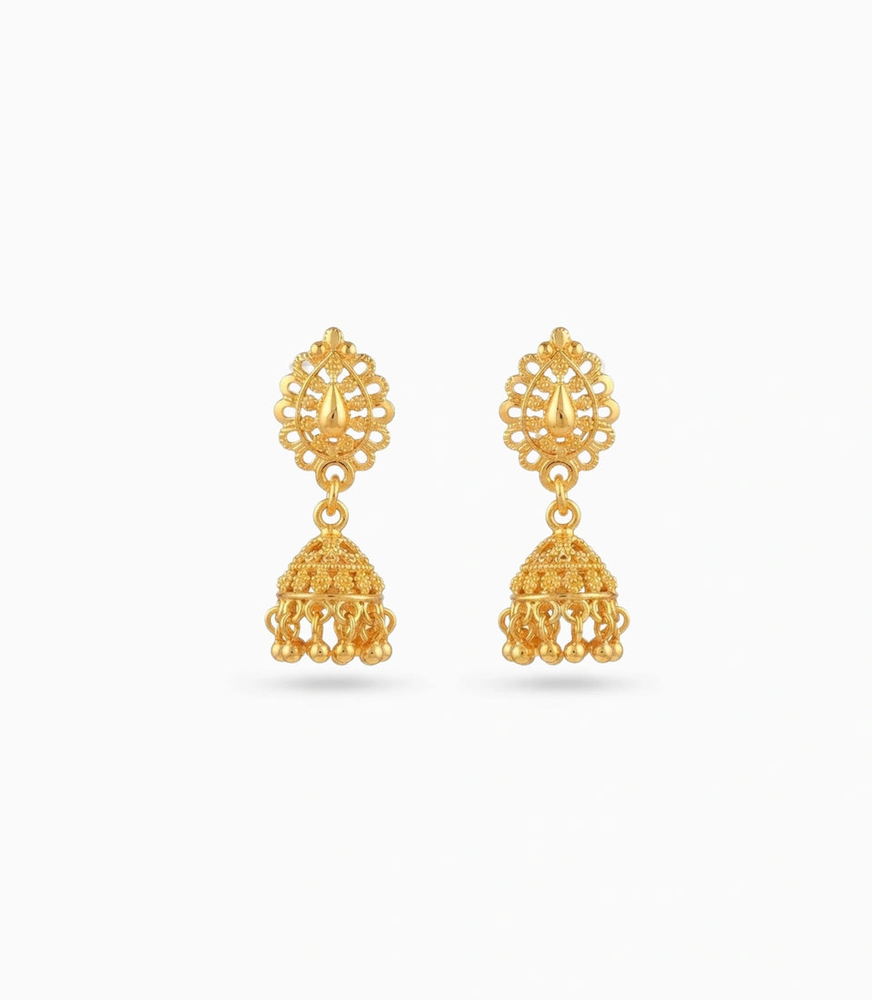 Gold Plated Ethnic Dome Jhumka Earrings