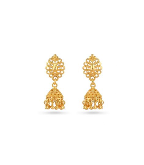 Gold Plated Ethnic Dome Jhumka Earrings
