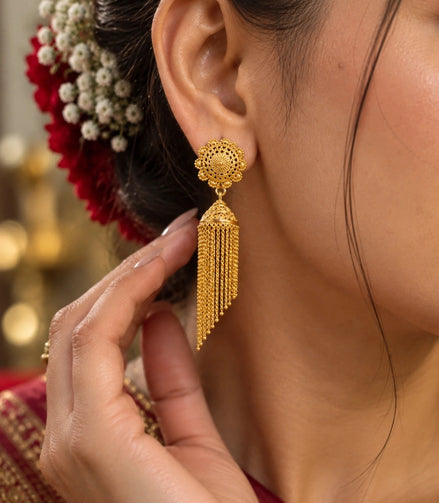 Gold Plated Ethnic Radiant Jhumka Earrings