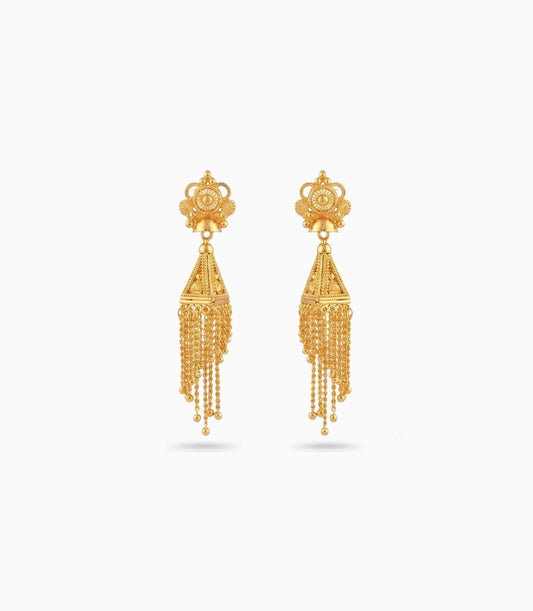 Gold Plated Ethnic Shining Jhumka Earrings
