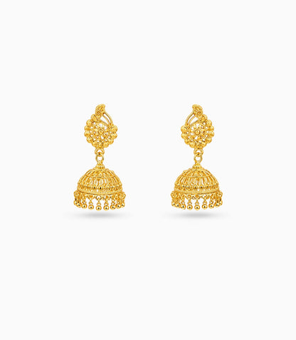 Gold Plated Ethinic Tiered Jhumka Earrings