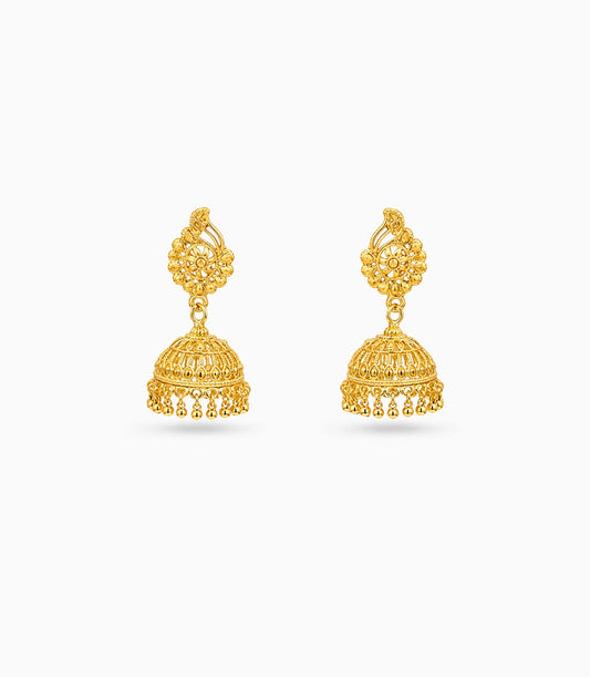 Gold Plated Ethinic Tiered Jhumka Earrings