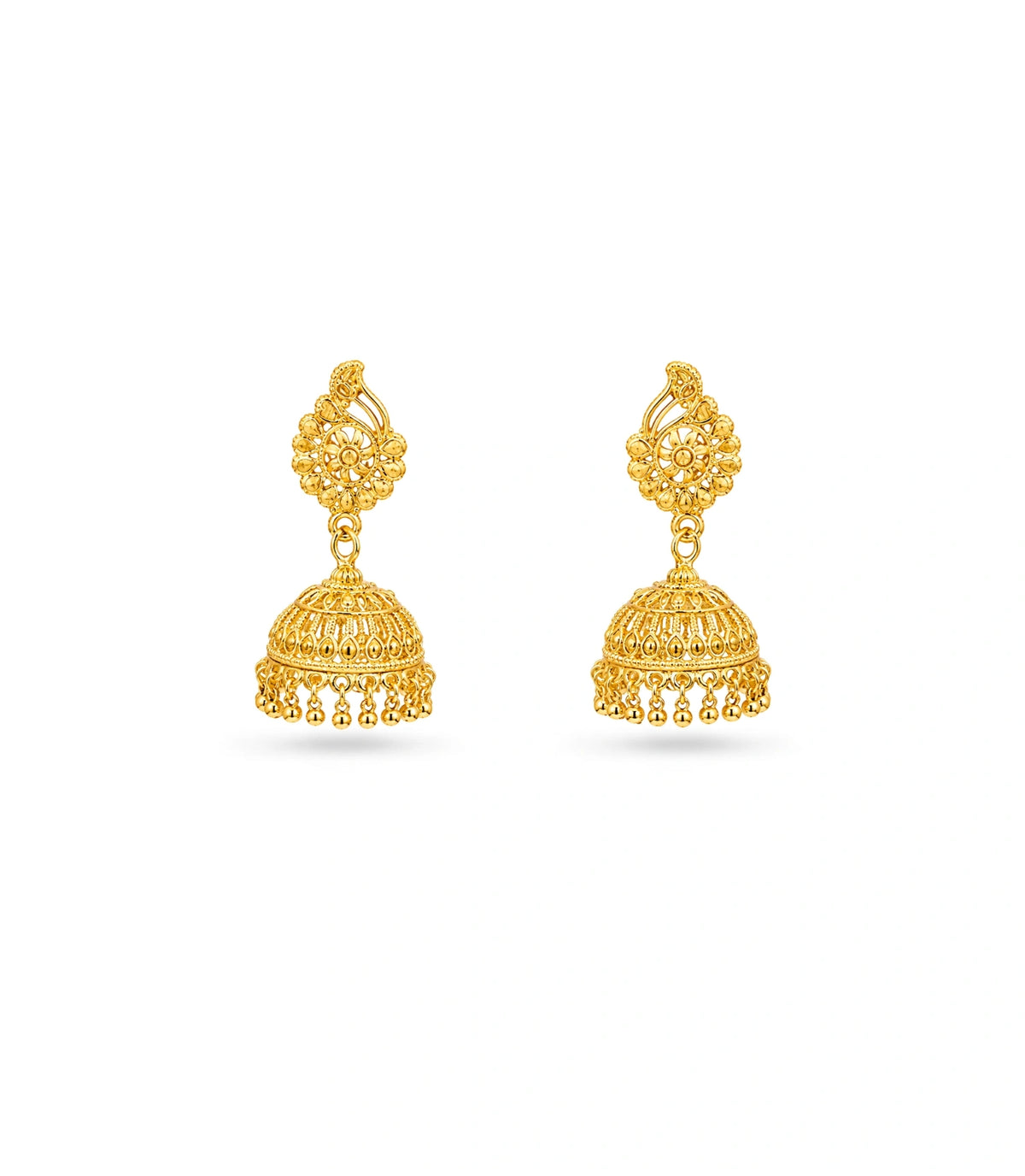 Gold Plated Ethinic Tiered Jhumka Earrings