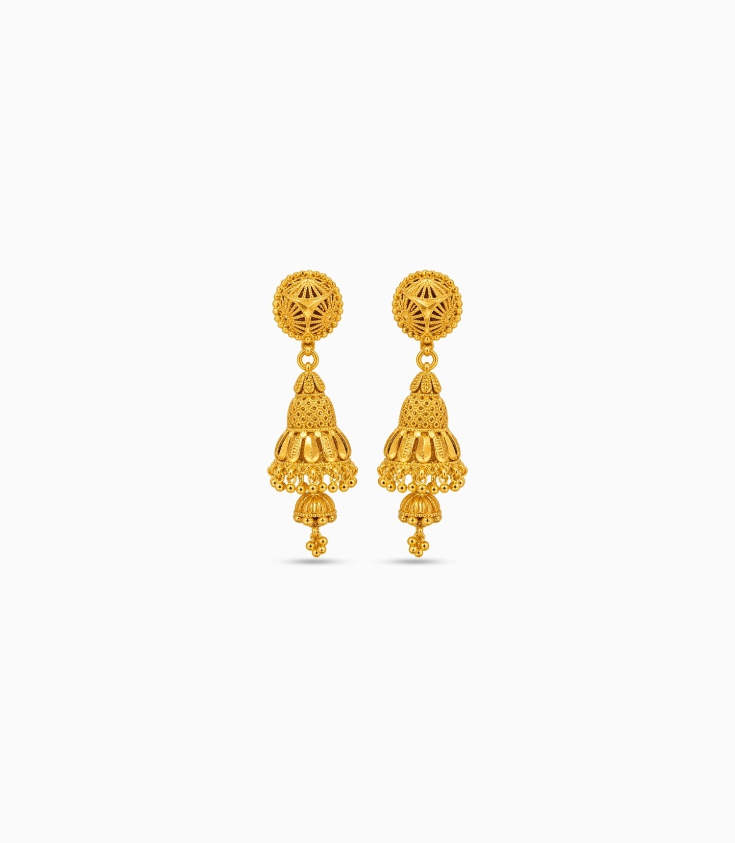Gold Plated Double-Dome Jhumka Earrings