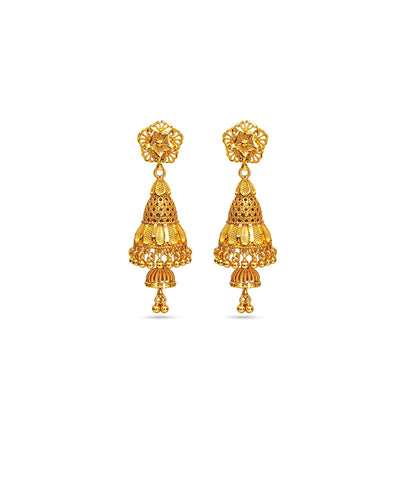 Gold Plated Double-Dome Jhumka Earrings