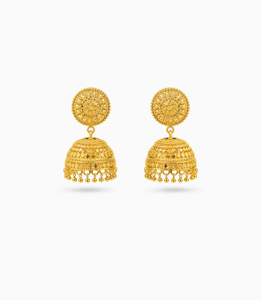 Gold Plated Ethnic Majestic Jhumka Earrings