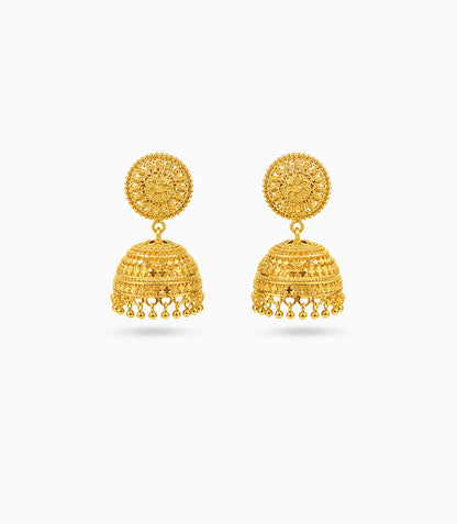 Gold Plated Ethnic Majestic Jhumka Earrings