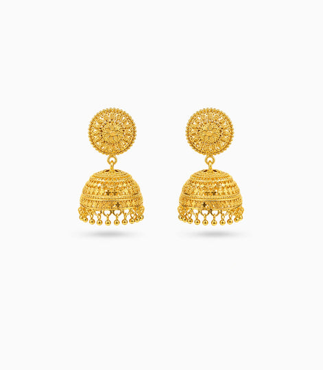 Gold Plated Ethnic Majestic Jhumka Earrings