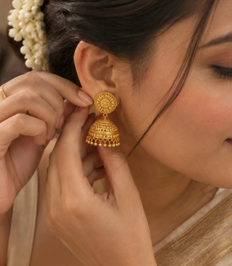 Gold Plated Ethnic Majestic Jhumka Earrings