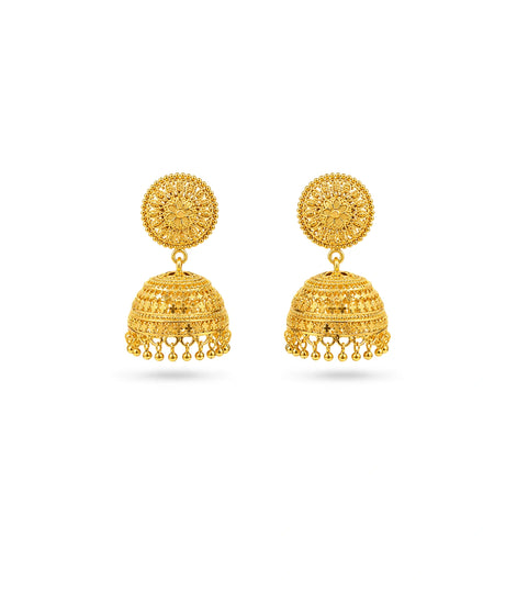 Gold Plated Ethnic Majestic Jhumka Earrings
