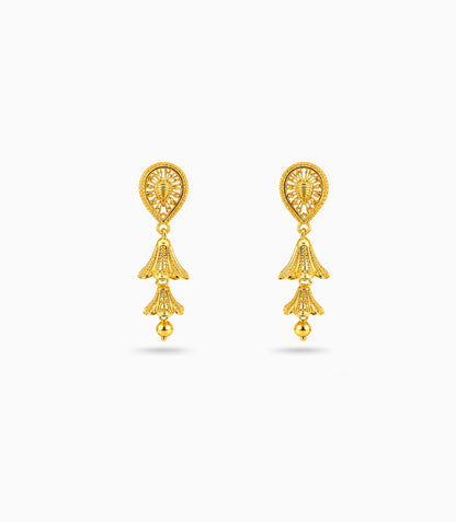 Gold Plated Ethnic Delicate Jhumka Earrings