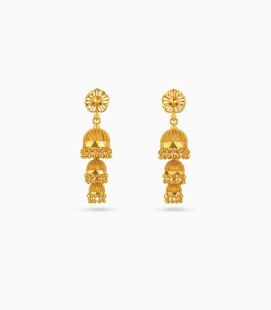 Gold Plated Ethnic Signature Jhumka Earrings