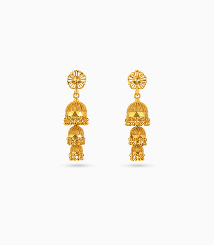 Gold Plated Ethnic Signature Jhumka Earrings