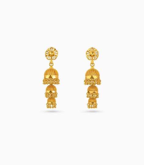 Gold Plated Ethnic Signature Jhumka Earrings
