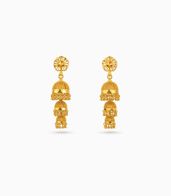 Gold Plated Ethnic Signature Jhumka Earrings