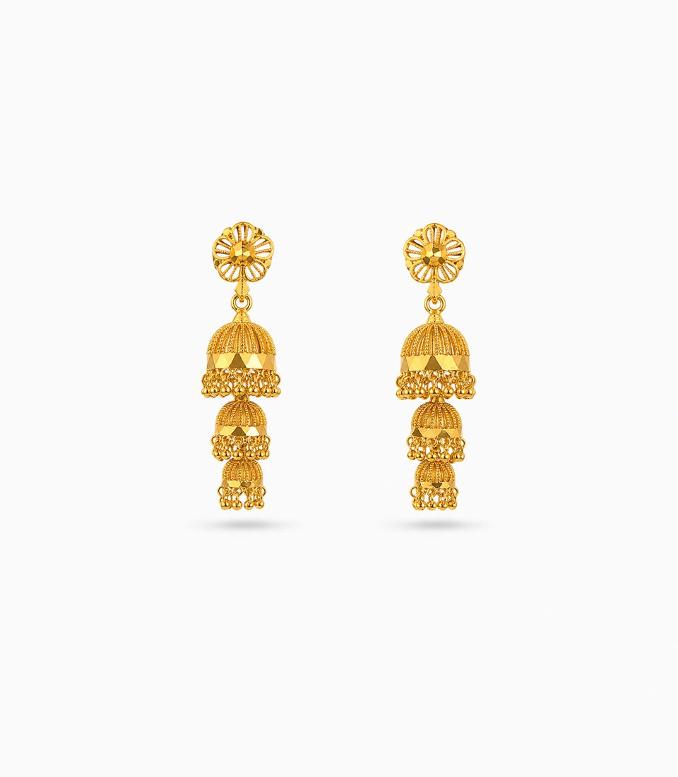Gold Plated Ethnic Signature Jhumka Earrings
