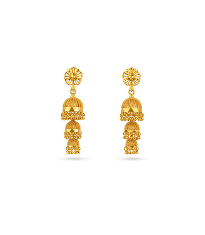 Gold Plated Ethnic Signature Jhumka Earrings