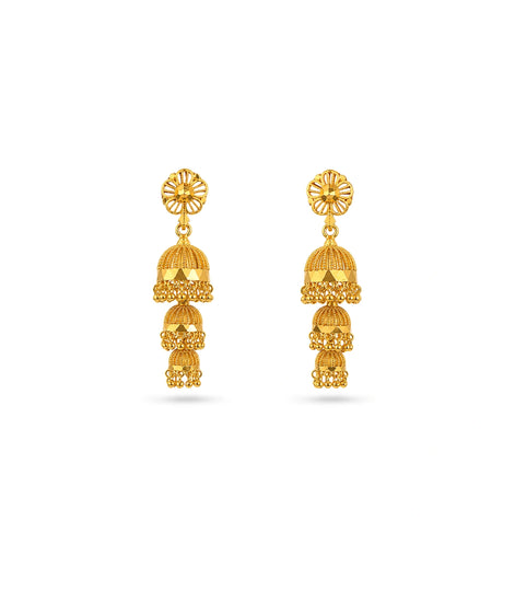 Gold Plated Ethnic Signature Jhumka Earrings