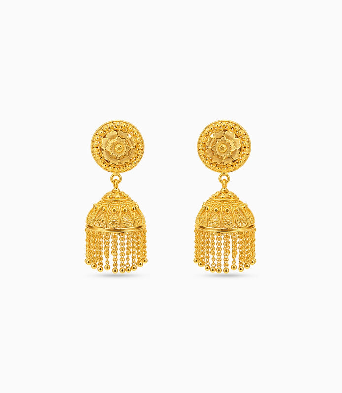Gold Plated Ethnic Deluxe Jhumka Earrings