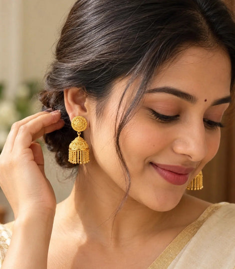 Gold Plated Ethnic Deluxe Jhumka Earrings