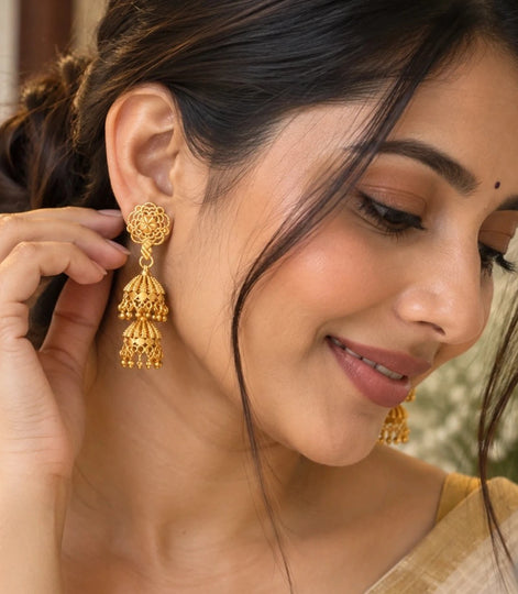Gold Plated Ethnic Handcrafted Jhumka Earrings