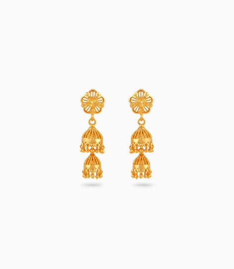 Gold Plated Ethnic Polished Jhumka Earrings