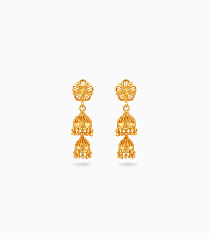 Gold Plated Ethnic Polished Jhumka Earrings