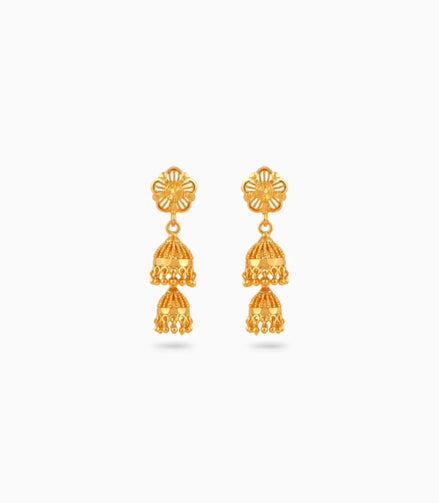 Gold Plated Ethnic Polished Jhumka Earrings