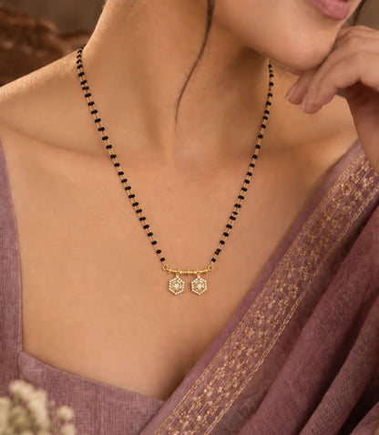 Gold Plated CZ Hexagon Filigree Mangalsutra