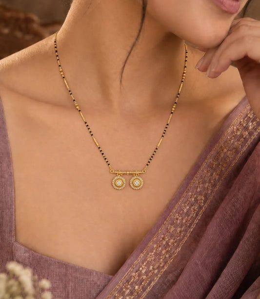 Gold Plated CZ Twin Medallion Mangalsutra