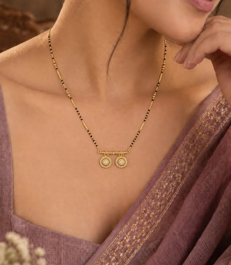 Gold Plated CZ Twin Medallion Mangalsutra