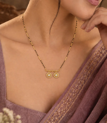 Gold Plated CZ Twin Medallion Mangalsutra