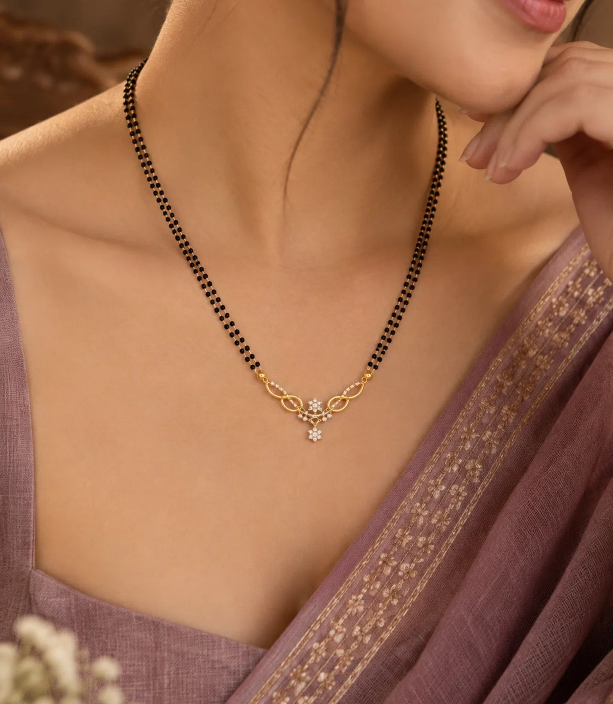Gold Plated CZ Infinity Twist Mangalsutra