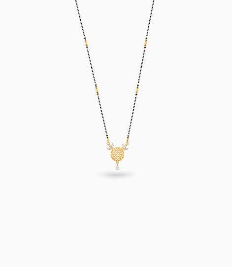 Gold Plated CZ Round Filigree Mangalsutra