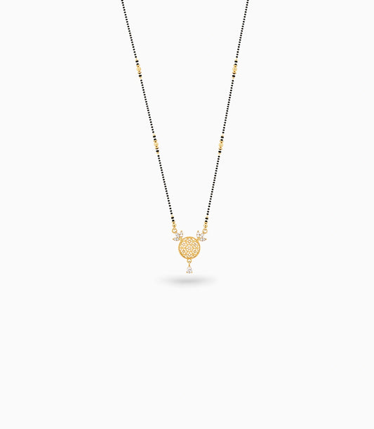 Gold Plated CZ Round Filigree Mangalsutra