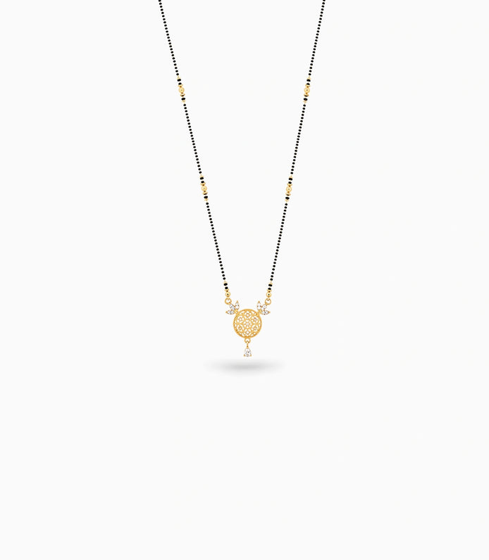 Gold Plated CZ Round Filigree Mangalsutra