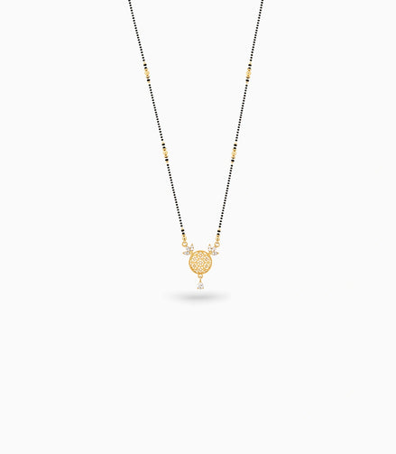Gold Plated CZ Round Filigree Mangalsutra
