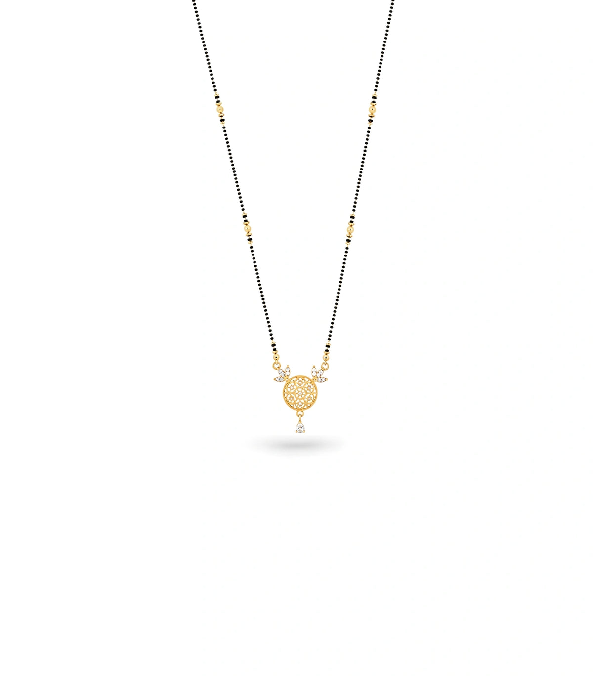 Gold Plated CZ Round Filigree Mangalsutra