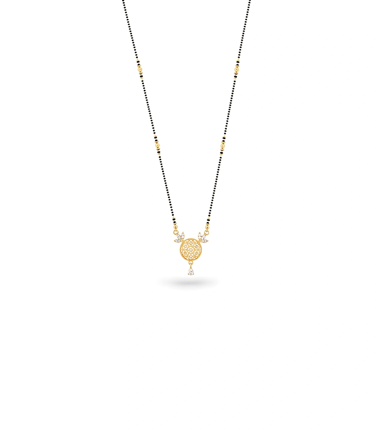 Gold Plated CZ Round Filigree Mangalsutra