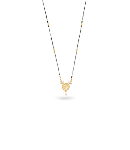 Gold Plated CZ Round Filigree Mangalsutra