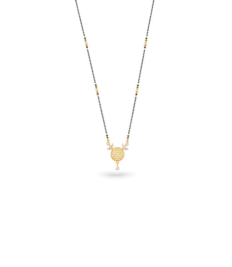 Gold Plated CZ Round Filigree Mangalsutra